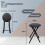 BLACK FOLDING STOOL SOFT PADDED CUSHIONED SEAT FOLDING FREESTANDING METAL FRAME 4