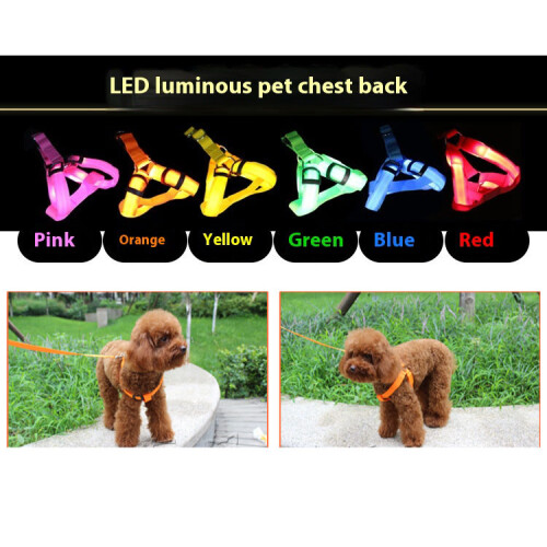 Phoesky LED Pet Harness - Adjustable - Comfortable - Chest Strap - USB Charging - Orange - Size M 1