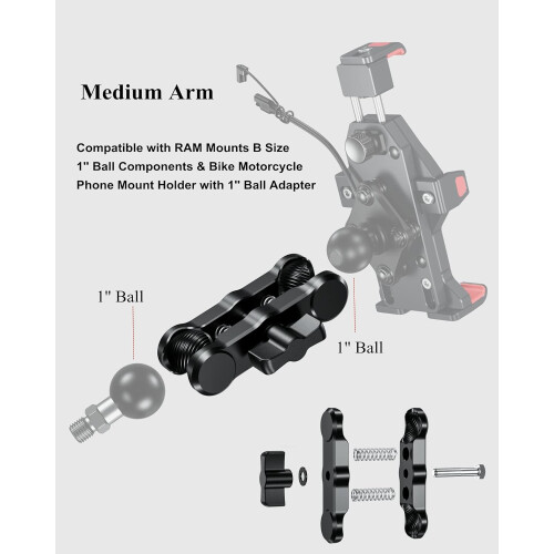 Bicycle handlebar mount - RNCYN - Double socket - Diameter 2.54 cm - Aluminum - Black - Handlebar mounting 2