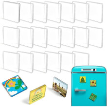 20 Pack 4.9 X 4.9 X 0.5cm Clear Acrylic DIY Fridge Magnets, Square Magnetic Photo Frames for Crafts, Kitchen, Classroom