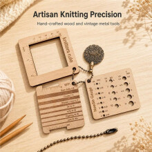 3 Pcs Beech Wood Crochet Gauge Set with Ruler & Vintage Yarn Cutter for Handmade Knitting Crafts