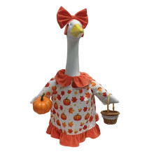 Fall Porch Outfit Pumpkin Dress Costume for Outdoor Decor for 23" Lawn Plastic/Cement Statue with Basket