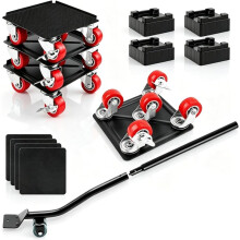 Set di Carrelli per Mobili Premium con 5 Ruote e Ruote In Gomma Silenziose & Carico Massimo di 1650 LBS, per Spostare Mobili.