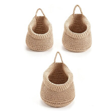 3 Pack Boho Cotton Rope Hanging Wall Baskets, Teardrop Storage Baskets with Hooks, Multi Size Holder for Potatoes