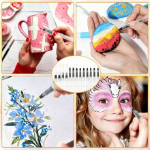 12 Pinceaux Ă Aquarelle Rechargeables avec Palette, Pointes en Nylon Fines et Plates pour Peinture et Art de