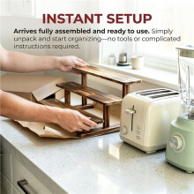 2 Pack 3 Tier Wooden Coffee Mug Display Shelf, Countertop Mug Storage Organizer for Kitchen Pantry & Cabinet