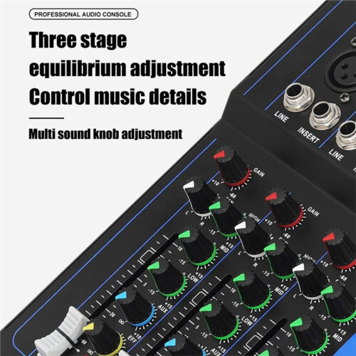 6 Channels  USB Mixer Professional Portable Audio Interface Sound Card Console for Guitar Recording Studio Singing B 2