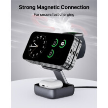 Wrieless Charging Station Magnetic 3-in-1 Foldable Charger Stand for 17 16 15 14 13 12 Airpods IWatch