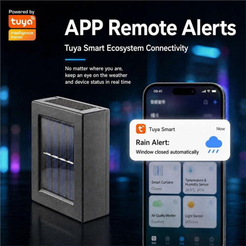 Tuya  Zigbee Solar Rain Sensor Intelligent Linkage Detection Leakage and Overflow Alarm Requires Gateway