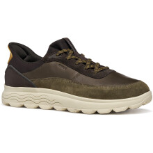 (10.5 UK, Military/Coffee) Geox Mens U Spherica Plus Leather Trainers
