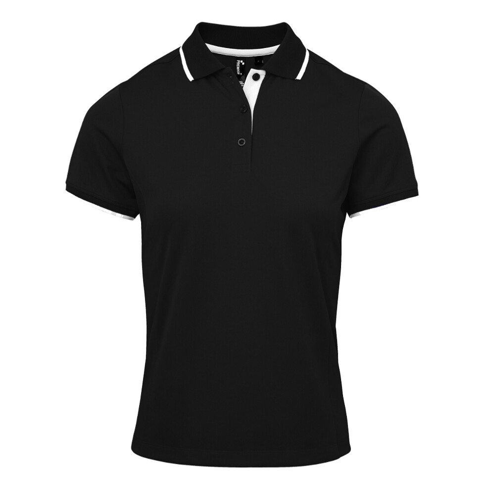 Premier (Xxl, Black/White) Womens/Ladies Coolchecker Contrast Pique Polo Shirt