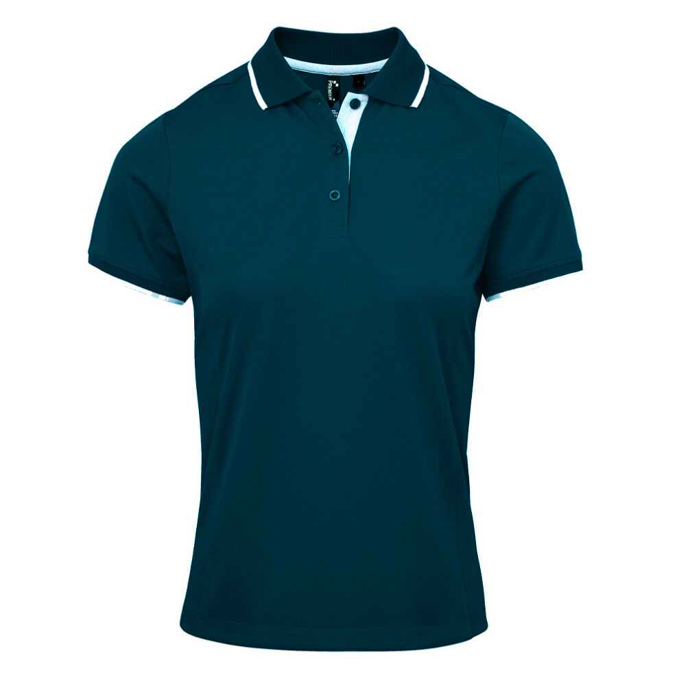 Premier (Xs, Navy/White) Womens/Ladies Coolchecker Contrast Pique Polo Shirt