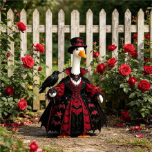 Halloween Vampir Garten-Gans Outfit Kleid Gans Kostüm für 23" Rasen Plastik/Zement Statue Innenhof Garten Dekoration