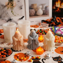 Halloween Silicone Candle Molds, 4Pcs 3D Resin Molds for Candle Making, Soap, Aromatherapy Wax