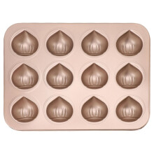 Muffin-Kuchenform in Kastanienform, 12 Löcher, Antihaftbeschichtetes Metall, Leicht zu Reinigen, Schokoladenpudding-Dessert-Muffin-Kuchenform.