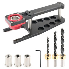 Vertical Drill Guide Jig, Woodworking Straight Hole Drilling Locator with Bearing Drill Sleeve for MFT Table, Dowel