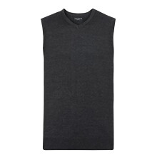 (2XL, Charcoal Marl) Russell Collection Mens V-Neck Sleevless Knitted Pullover Top / Jumper