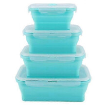 Robustes, tragbares Silikon-Lunchbox-Set (4-teilig), faltbar, beständig gegen hohe und niedrige Temperaturen