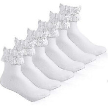 3 Paar gerüschte Spitzensocken, schweißabsorbierend und dünn