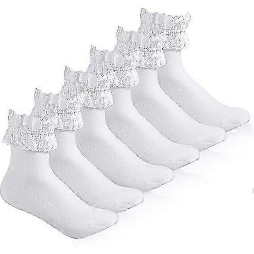 3 Paar gerüschte Spitzensocken, schweißabsorbierend und dünn