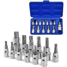 13-teiliger Torx-Steckschlüsselsatz inklusive der Größen T8, T10, T15-T70 und Sechskantschlüssel