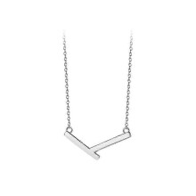 Robuste Halskette, Damen-Collierkette aus 925er Sterlingsilber in geometrischer V-Form, minimalistisch und unregelmäßig.