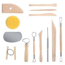 13-teiliges Töpferwerkzeug-Set für lufttrocknenden Ton, inklusive Töpferscheibe für Erwachsene und Modellierwerkzeug für Polymerclay.