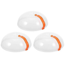 3er-Set zuverlässige, beheizbare Obstabtropfkörbe mit Mikrowellenabdeckung – 26 x 26 x 10 cm – Orange