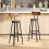 Homcom HOMCOM Barstools Set of 2 with Padded Seat Backrest Rustic Brown Black 1