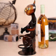 Weinregal in Katzenform aus Eisen, rostfrei und unlackiert, 11,7 x 11 x 33,1 cm, dekoratives Tischregal