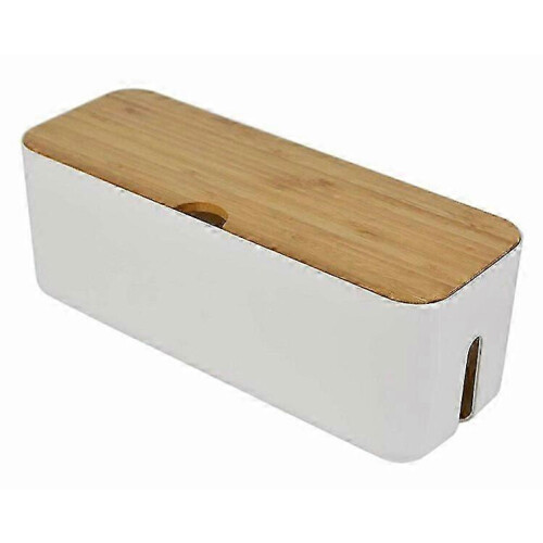 Aufbewahrungsbox mit Deckel in Holzoptik, 34 cm breit, Kabelorganizer
