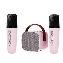 Kompatibel mit MINI-Karaoke-Maschine, Bluetooth 5.0, 2 Mikrofonen, tragbarer Lautsprecher für Geburtstagsfeiern