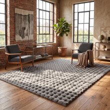 (4ft x 5ft 7in (120x170cm), Grey) Bubble Shaggy Rug Thick Non Slip Faux Fur Fluffy Carpet for Living Room Bedrooms | 700GSM Premium Quality