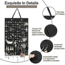 Robuster, hängender Ohrringhalter, 22 x 13,6 Zoll, doppelseitiger Schmuckorganizer aus Filz für Türen, Wände und Schränke