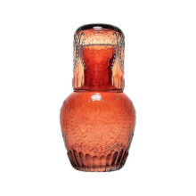 Vintage-Nachttischset mit Wasserkaraffe und Gläsern, 19,5 cm hoch (985 ml) – orange