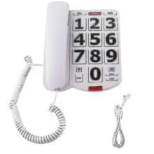 Robustes Seniorentelefon mit 10 Kurzwahlgruppen (Doppeltasten), hörgerätekompatibel, langlebiges Design