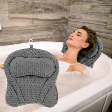 4D-Spa-Badewannenkissen, kreatives Kissen aus Ulmenholz, Alltagsaccessoires, 42 x 44 x 7 cm – grau