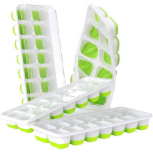 Eiswürfelform-Set (4er-Pack) mit auslaufsicheren Deckeln, LFGB-zertifiziert, BPA-frei, Silikon-Eiswürfelformen für 56 Eiswürfel.