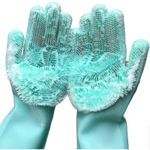Reinigungsschwammhandschuhe, Spülhandschuhe, wiederverwendbare Silikon-Reinigungsbürsten, hitzebeständige Scheuerhandschuhe für