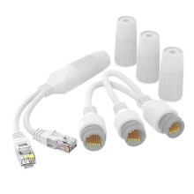 Wasserdichter PoE-Combiner-Splitter-Adapter, Ethernet-Splitter 1 auf 2, simultaner Online-Separator, ABS-Material