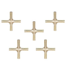 5 Stück Kreuz-H-Schlauchverbinder, 4-Wege-Rohrverbinder aus Messing, 6 mm