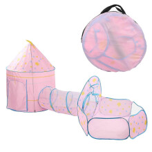 3-teiliges Babyzelt, Krabbeltunnel, Spielzelt für drinnen, Bällebad, rosa