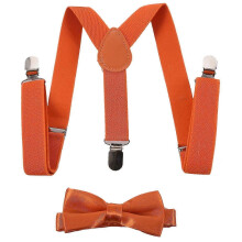 Kinder, Jungen, Mädchen, Hosenträger mit Clipverschluss, elastisch, verstellbar, mit süßer Fliege, orange