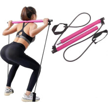 Pilates-Bar-Set mit Widerstandsband, Trainingsgerät für Beine, Hüfte, Taille und Arme, Heimfitnessgerät für Männer und Frauen