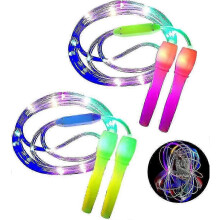Set mit 2 LED-Springseilen, verstellbare Länge und drei Lichtmodi, Springseil für Kinder, Lichtshow, Fitness