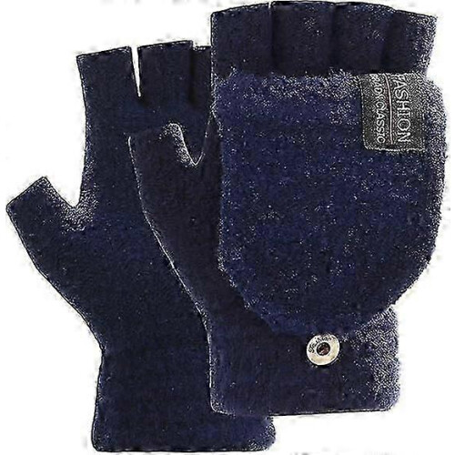 Fingerlose, wandelbare Fäustlinge, gestrickt, marineblau