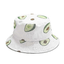 Robuster, wendbarer Fischerhut aus Avocado-Baumwolle mit Fruchtdruck