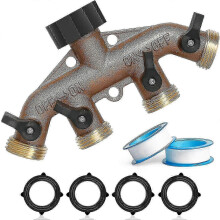 3 4 massiver Messing-4-Wege-Gartenschlauchverteiler mit 4 Ventilen für Wasserhahn-Sprinkler