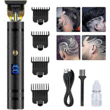 Haarschneider für Herren, elektrischer Barttrimmer, 0 mm mit LED-Anzeige (schwarz)