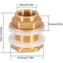 2 Stück kompakte DN20 3/4 Messing-Wassertank-Schlauchanschluss-Adapter, Wasserhahn-Regeneimer-Steckdose, Messingtank-Steckdose